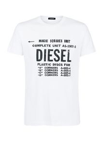 Хлопковая футболка с декоративным принтом Diesel