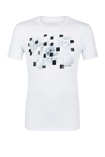 Белая хлопковая футболка с принтом Armani Exchange