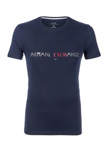 Хлопковая футболка с контрастным принтом Armani Exchange