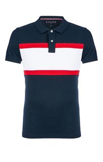 Синяя хлопковая футболка поло с короткими рукавами Tommy Hilfiger