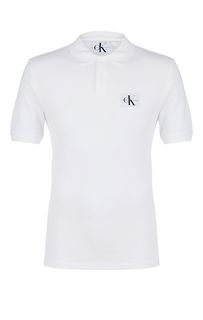 Белая хлопковая футболка поло Calvin Klein Jeans