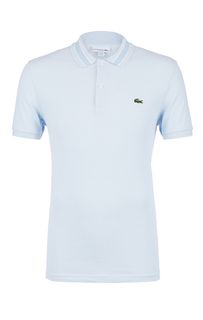Голубая хлопковая футболка поло Lacoste