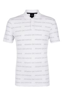 Хлопковая футболка поло с монограммой бренда Armani Exchange
