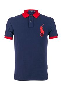 Хлопковая футболка поло синего цвета Polo Ralph Lauren