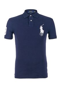 Хлопковая футболка поло синего цвета Polo Ralph Lauren