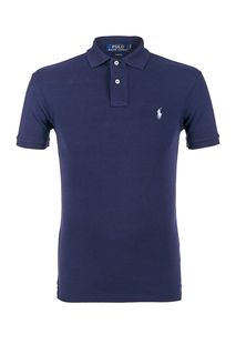 Хлопковая футболка поло синего цвета Polo Ralph Lauren