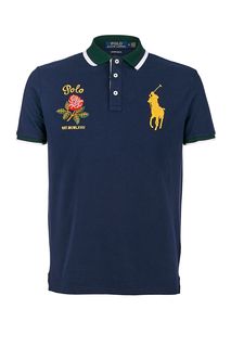Хлопковая футболка поло с яркой вышивкой Polo Ralph Lauren