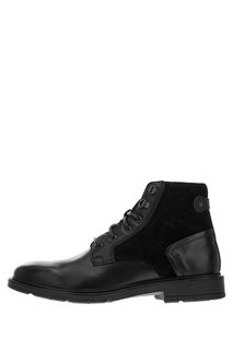 Черные кожаные ботинки с замшевыми вставками Geox