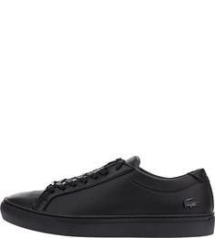 Черные кожаные кеды Lacoste