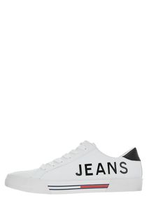 Белые кожаные кеды с логотипом бренда Tommy Jeans