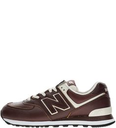 Коричневые кожаные кроссовки с вкладной стелькой 574 New Balance