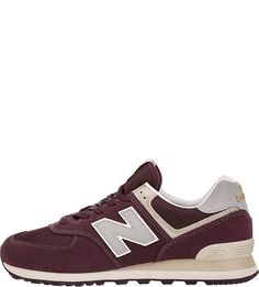 Бордовые кроссовки из замши с текстильными вставками 574 New Balance