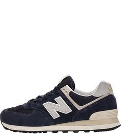 Темно-синие кроссовки из замши с текстильными вставками 574 New Balance