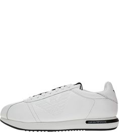 Белые кроссовки из натуральной кожи Emporio Armani