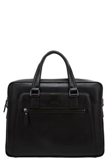 Черная кожаная сумка с текстильным плечевым ремнем Fabretti