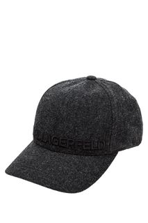 Серая бейсболка из шерсти с вышивкой Karl Lagerfeld