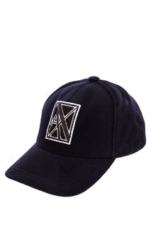 Синяя бейсболка из полушерсти с нашивкой Armani Exchange