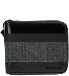 Кожаное портмоне на молнии с текстильной вставкой Diesel