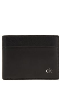Черное кожаное портмоне с двумя отделами для купюр Calvin Klein Jeans