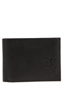 Черное кожаное портмоне с двумя отделами для купюр Calvin Klein Jeans