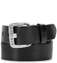 Черный ремень из гладкой кожи Diesel