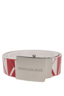 Широкий текстильный ремень с монограммой бренда Calvin Klein Jeans