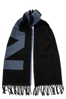 Черный шерстяной шарф с логотипом бренда Karl Lagerfeld