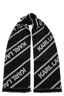Черный шерстяной шарф Karl Lagerfeld