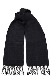 Темно-синий шерстяной шарф Karl Lagerfeld