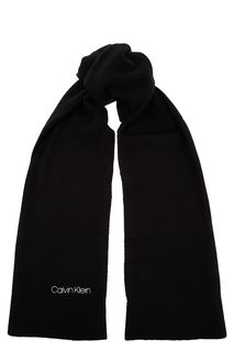 Черный шерстяной шарф мелкой вязки Calvin Klein Jeans