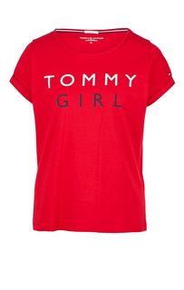 Домашняя футболка из хлопка красного цвета Tommy Hilfiger
