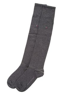 Высокие хлопковые носки серого цвета Tommy Hilfiger