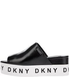 Черные кожаные сабо на платформе Dkny