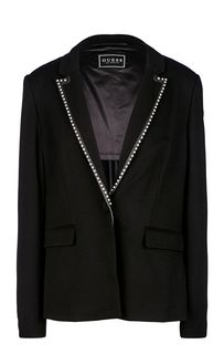 Черный трикотажный пиджак с отделкой камнями Guess