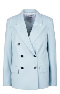 Трикотажный двубортный пиджак голубого цвета Calvin Klein