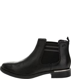 Черные кожаные полусапоги челси S.Oliver