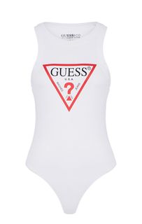 Хлопковый топ-боди с логотипом бренда Guess