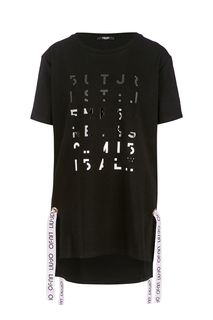 Туника-футболка из хлопка с принтом и лентами Liu Jo Sport