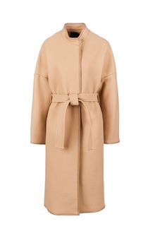 Шерстяное бежевое пальто оверсайз Pinko