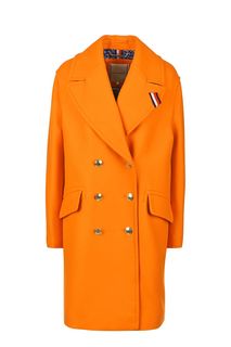 Двубортное шерстяное пальто оранжевого цвета Tommy Hilfiger
