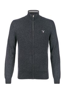 Серый шерстяной кардиган на молнии Gant