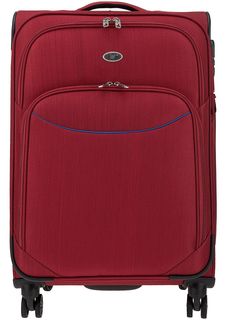 Текстильный чемодан на колесах красного цвета Verage