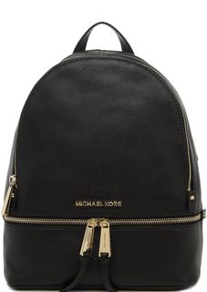 Черный кожаный рюкзак Rhea Zip Michael Michael Kors