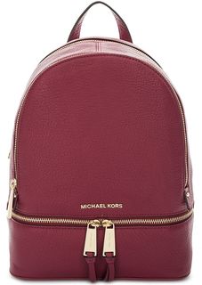 Бордовый рюкзак из натуральной кожи Rhea Zip Michael Michael Kors