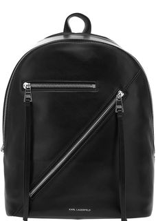Черный кожаный рюкзак на молнии Karl Lagerfeld