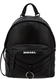 Черный кожаный рюкзак с декоративной молнией Diesel