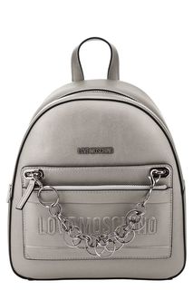 Серебристый рюкзак с карманами Love Moschino