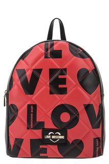Стеганый рюкзак с контрастным принтом Love Moschino