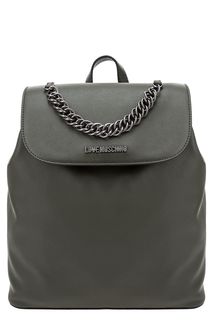 Рюкзак цвета хаки с откидным клапаном Love Moschino