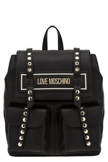 Черный кожаный рюкзак Love Moschino